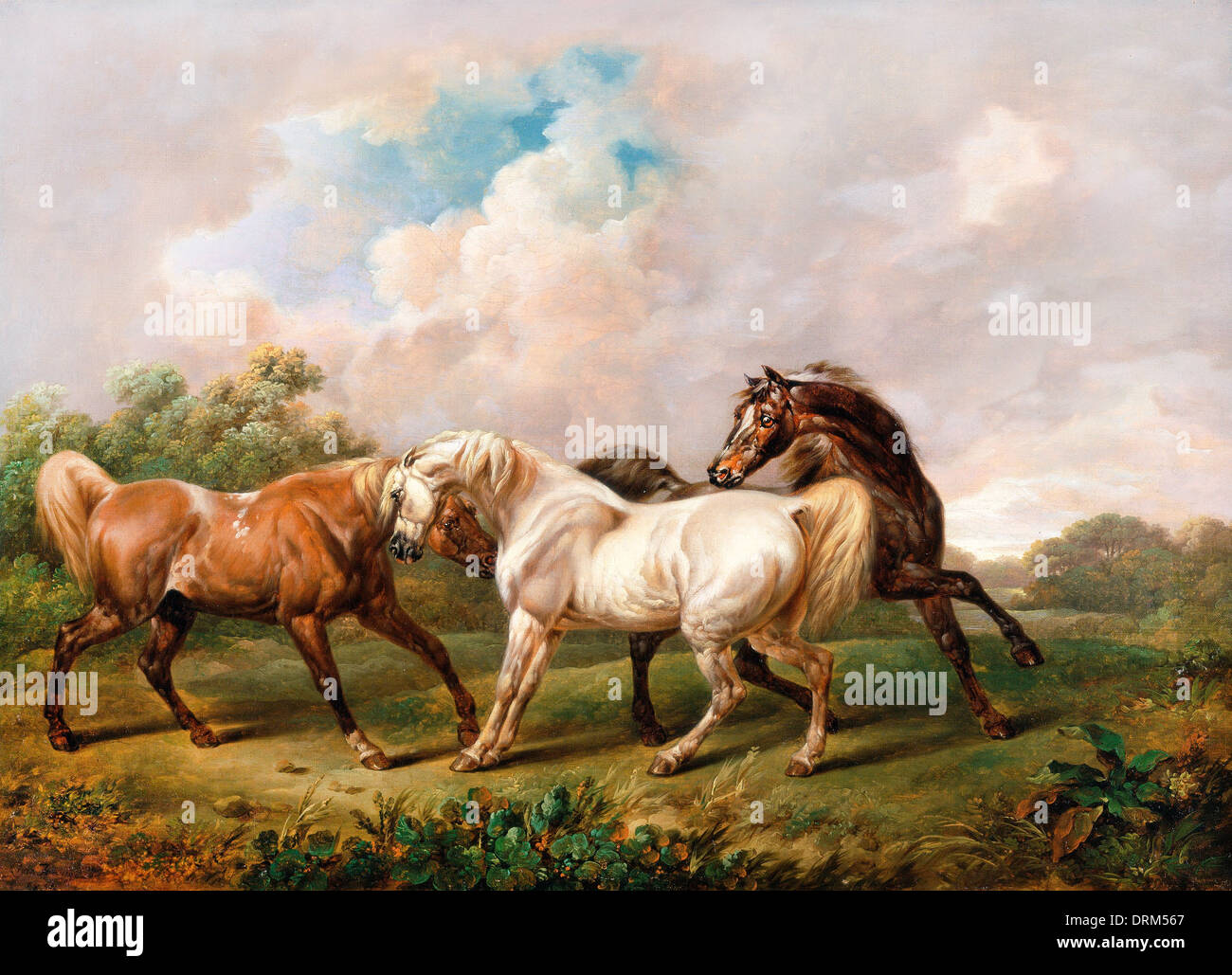 Charles Towne, tre cavalli in un paesaggio tempestoso 1836 olio su tela. Yale Center per British Art di New Haven, Stati Uniti d'America. Foto Stock