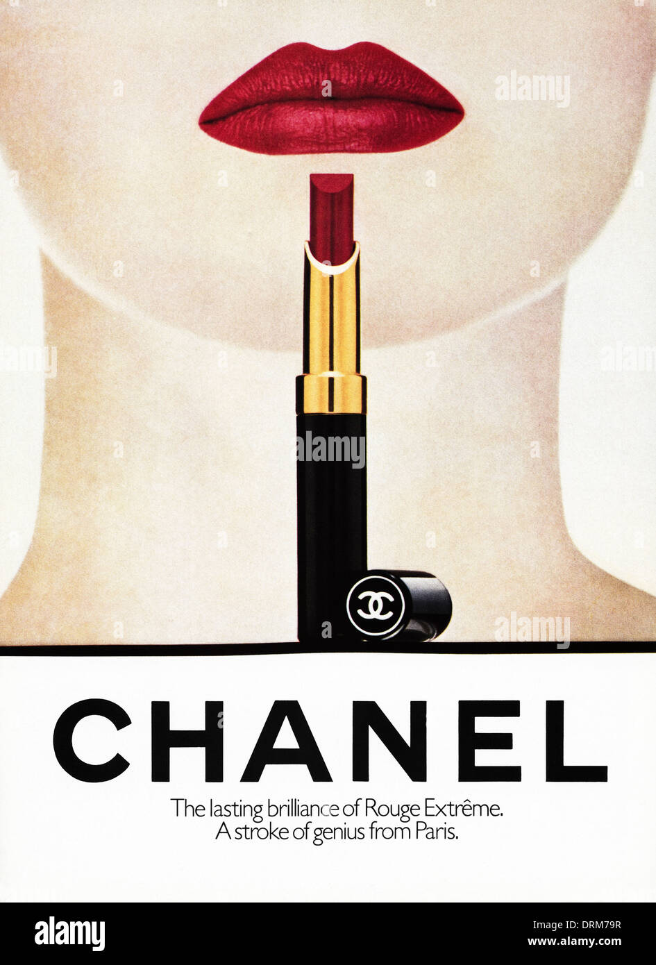 Negli anni ottanta la rivista di moda pubblicità pubblicità rossetto di Chanel, annuncio circa 1983 Foto Stock