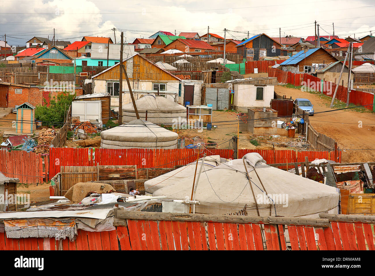 Il mongolo Ger a Ulaanbaatar sobborghi Foto Stock