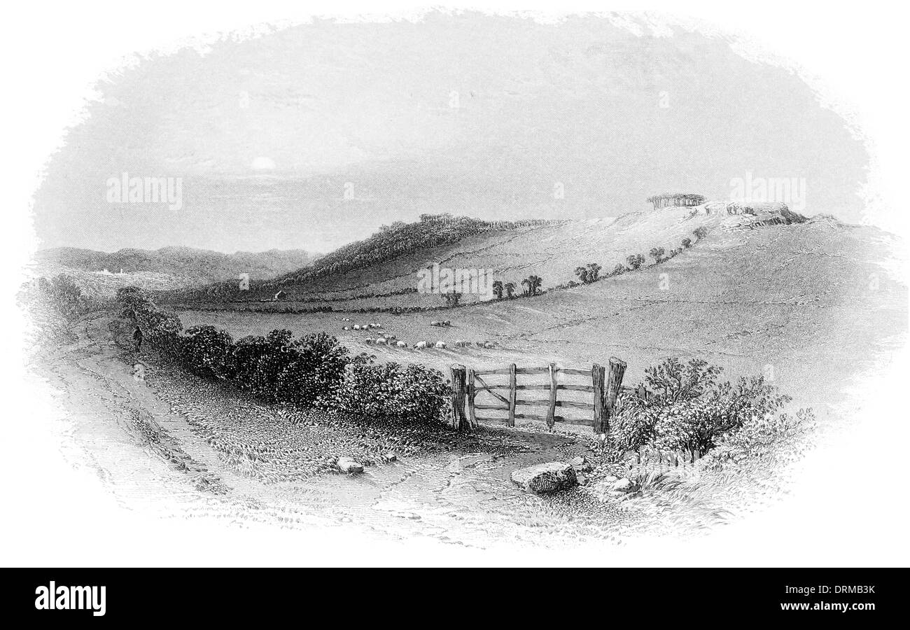Sito della battaglia di Flodden o Flodden Field o occasionalmente Battaglia di Branxton circa 1850 Foto Stock