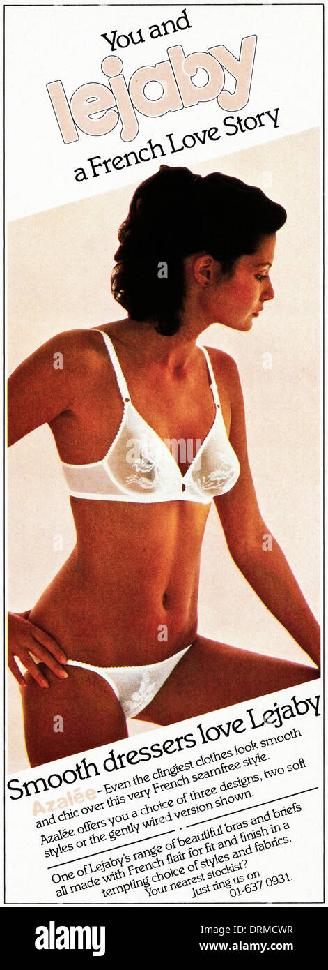 Negli anni ottanta la rivista di moda pubblicità pubblicità di reggiseni e mutandine da LEJABY, annuncio circa 1983 Foto Stock