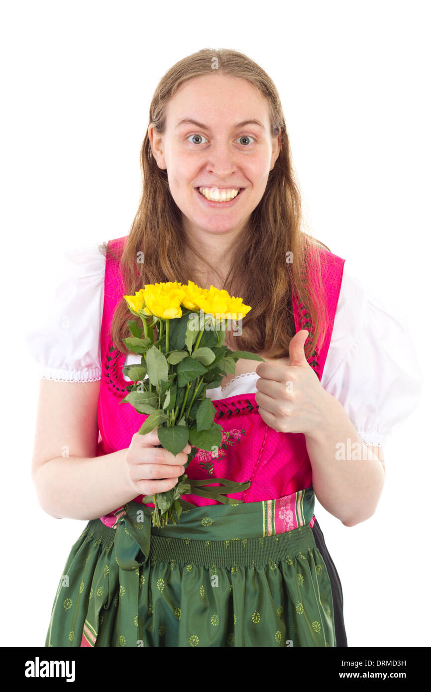 Giovane ha acquistato le rose di colore giallo per la festa della mamma Foto Stock