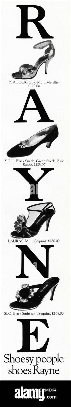 Negli anni ottanta la rivista di moda pubblicità pubblicità le scarpe di RAYNE, annuncio circa 1983 Foto Stock
