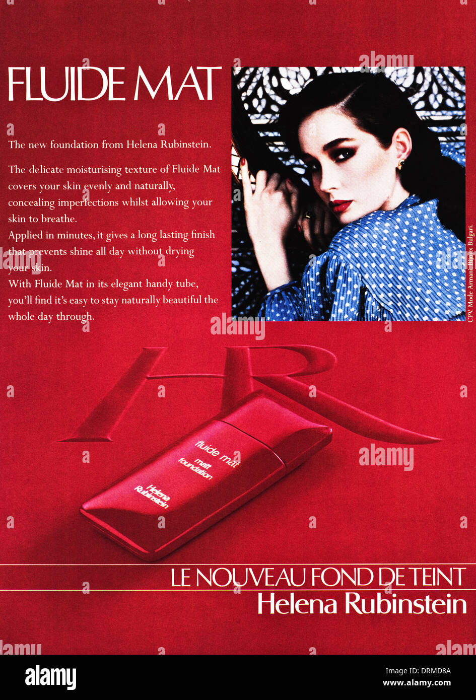 Negli anni ottanta la rivista di moda pubblicità pubblicità foundation make up di HELENA RUBINSTEIN, annuncio circa 1983 Foto Stock