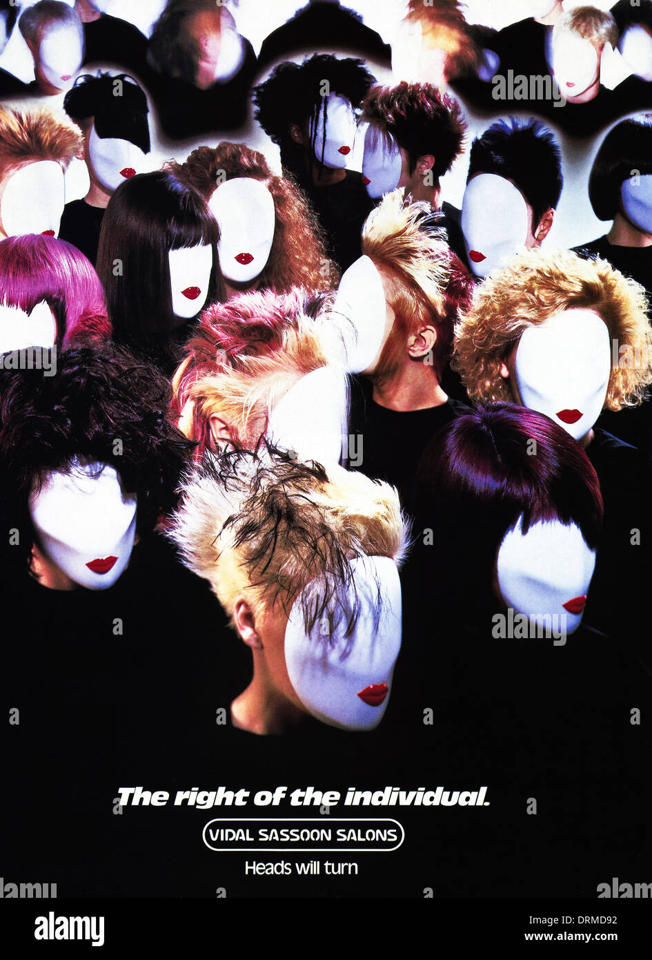 Negli anni ottanta la rivista di moda pubblicità pubblicità Vidal Sassoon parrucchieri, annuncio circa 1983 Foto Stock
