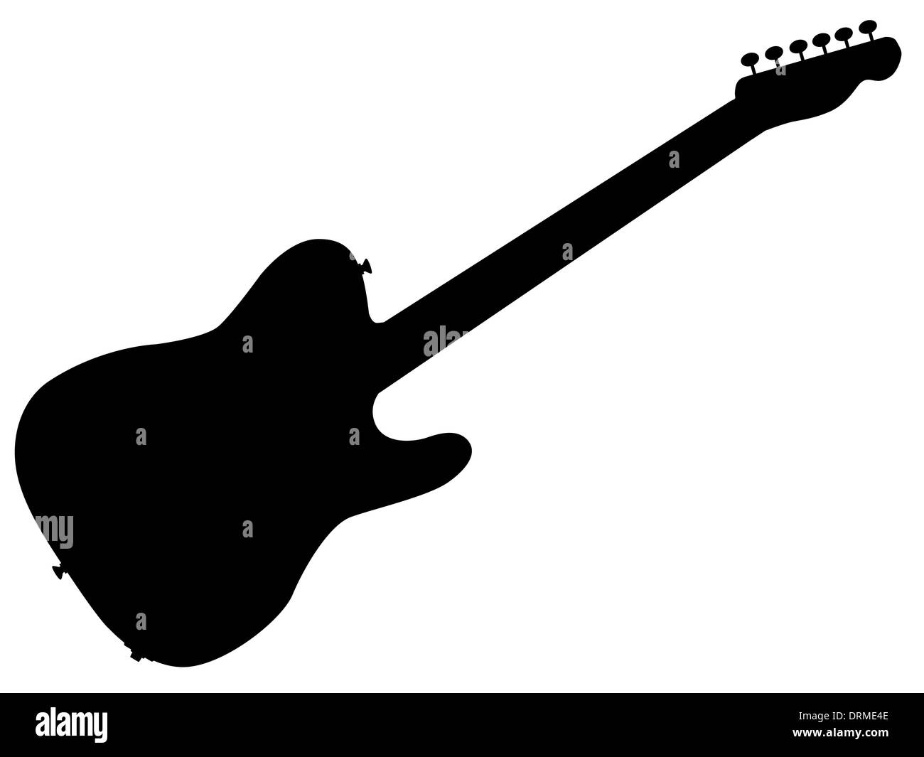 La silhouette di un paese tipico e chitarra occidentale Foto Stock