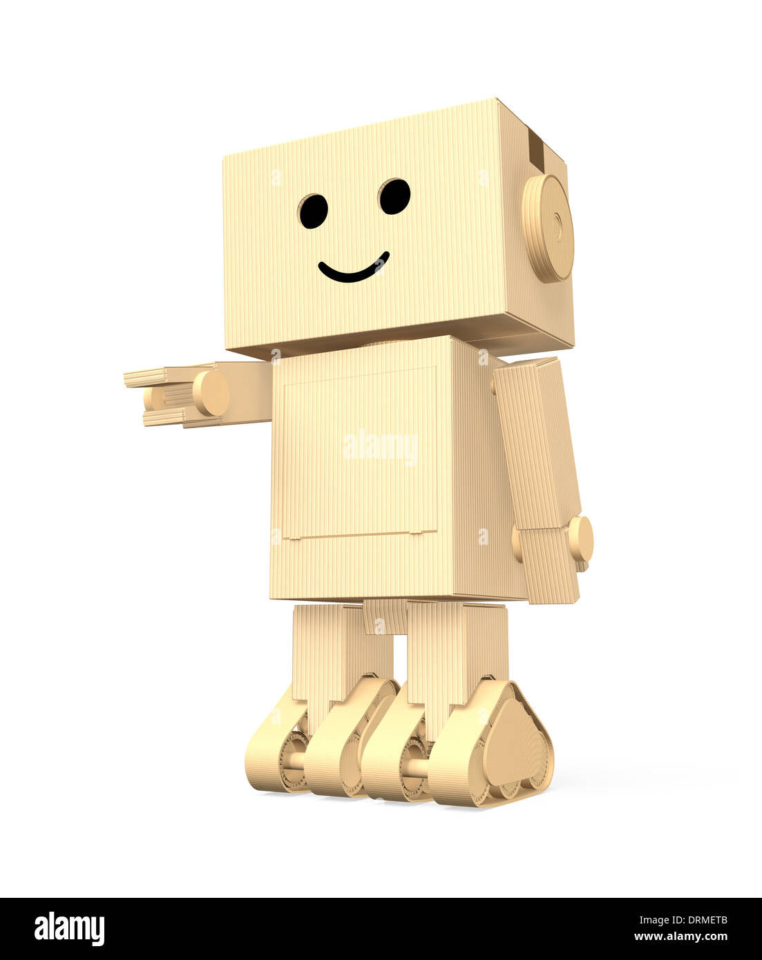 Simpatici robot di cartone su sfondo bianco Foto Stock