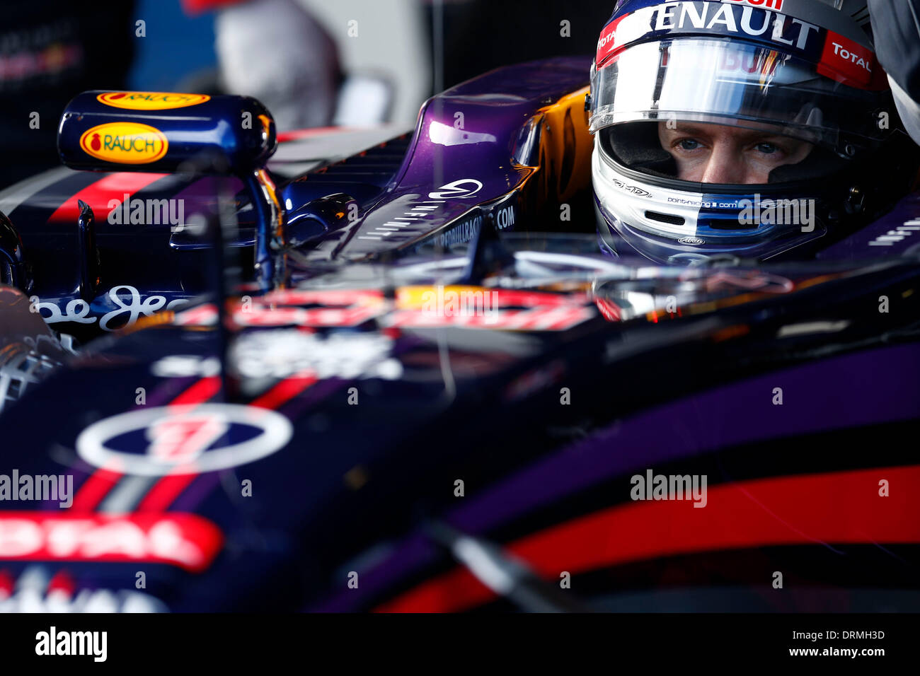 Jerez de la Frontera, Spagna. 29 gen, 2013. Motorsports: FIA Formula One World Championship 2014, prove a Jerez de la Frontera, Sebastian Vettel (GER, Infiniti Red Bull Racing), Credit: dpa picture alliance/Alamy Live News Foto Stock