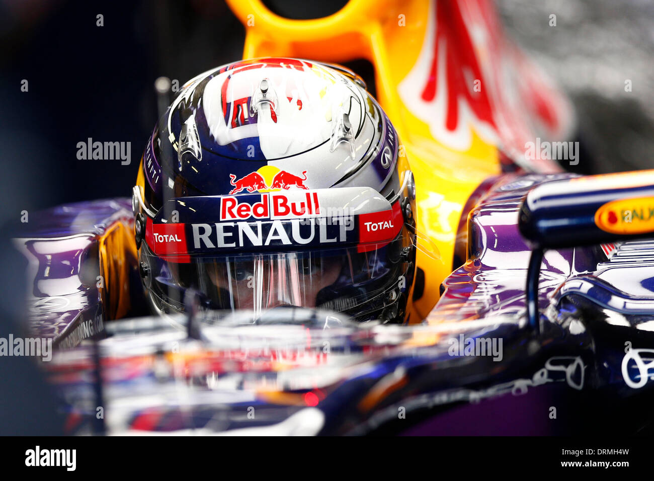 Jerez de la Frontera, Spagna. 29 gen, 2013. Motorsports: FIA Formula One World Championship 2014, prove a Jerez de la Frontera, Sebastian Vettel (GER, Infiniti Red Bull Racing), Credit: dpa picture alliance/Alamy Live News Foto Stock