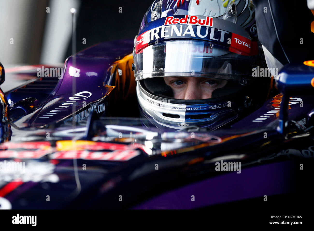 Jerez de la Frontera, Spagna. 29 gen, 2013. Motorsports: FIA Formula One World Championship 2014, prove a Jerez de la Frontera, Sebastian Vettel (GER, Infiniti Red Bull Racing), Credit: dpa picture alliance/Alamy Live News Foto Stock