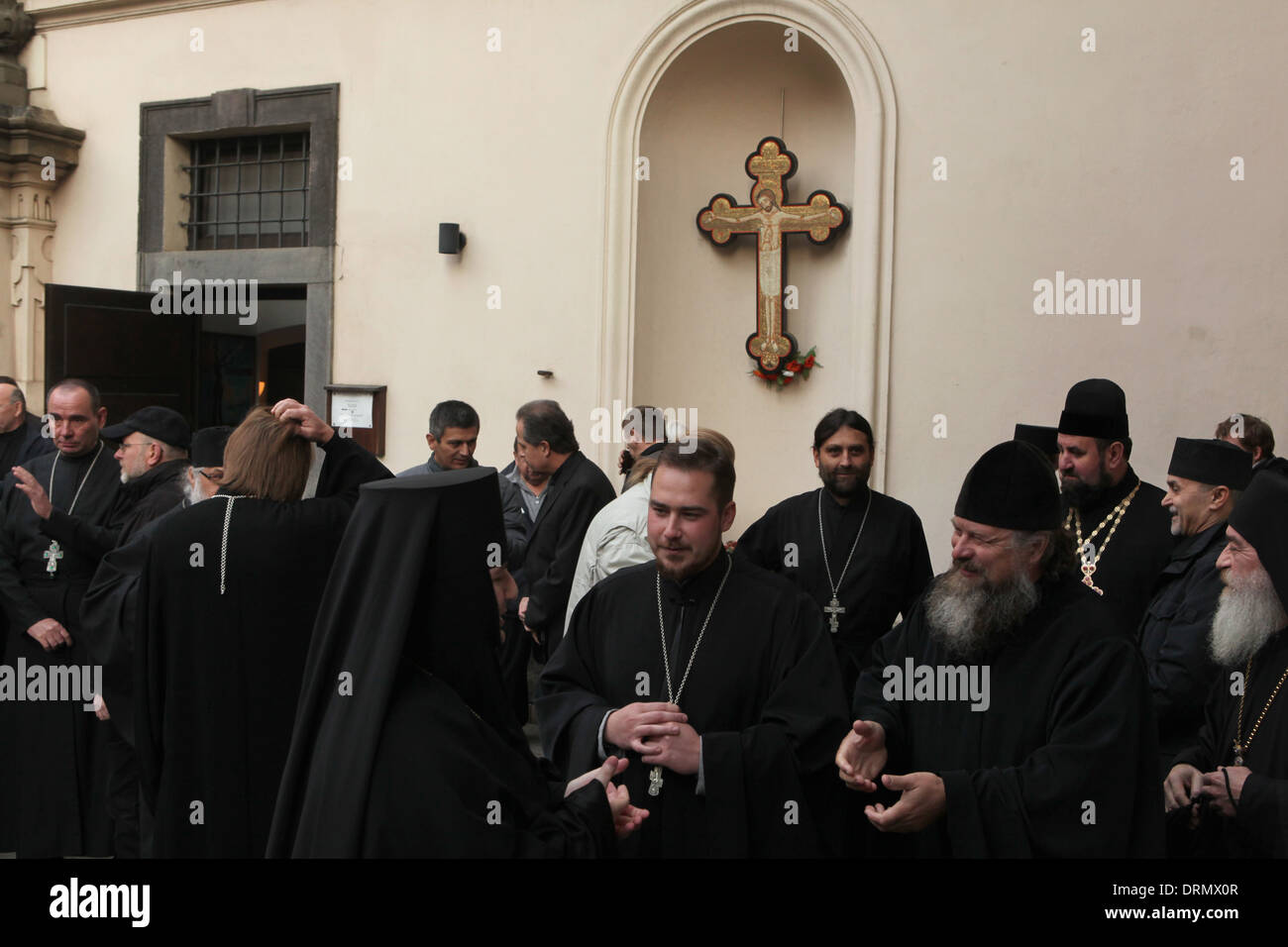 Assemblaggio della diocesi di Praga della ceca chiesa ortodossa si è riunito per la seconda volta per eleggere il nuovo Arcivescovo di Praga. Foto Stock