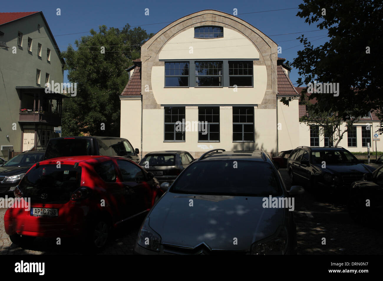 Il ferro di cavallo Haus. Facoltà di Arte e Design dell'Università Bauhaus progettato dall architetto Henry van de Velde a Weimar, Germania. Foto Stock