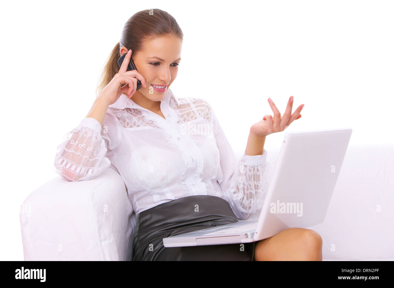 Business donna al telefono Foto Stock