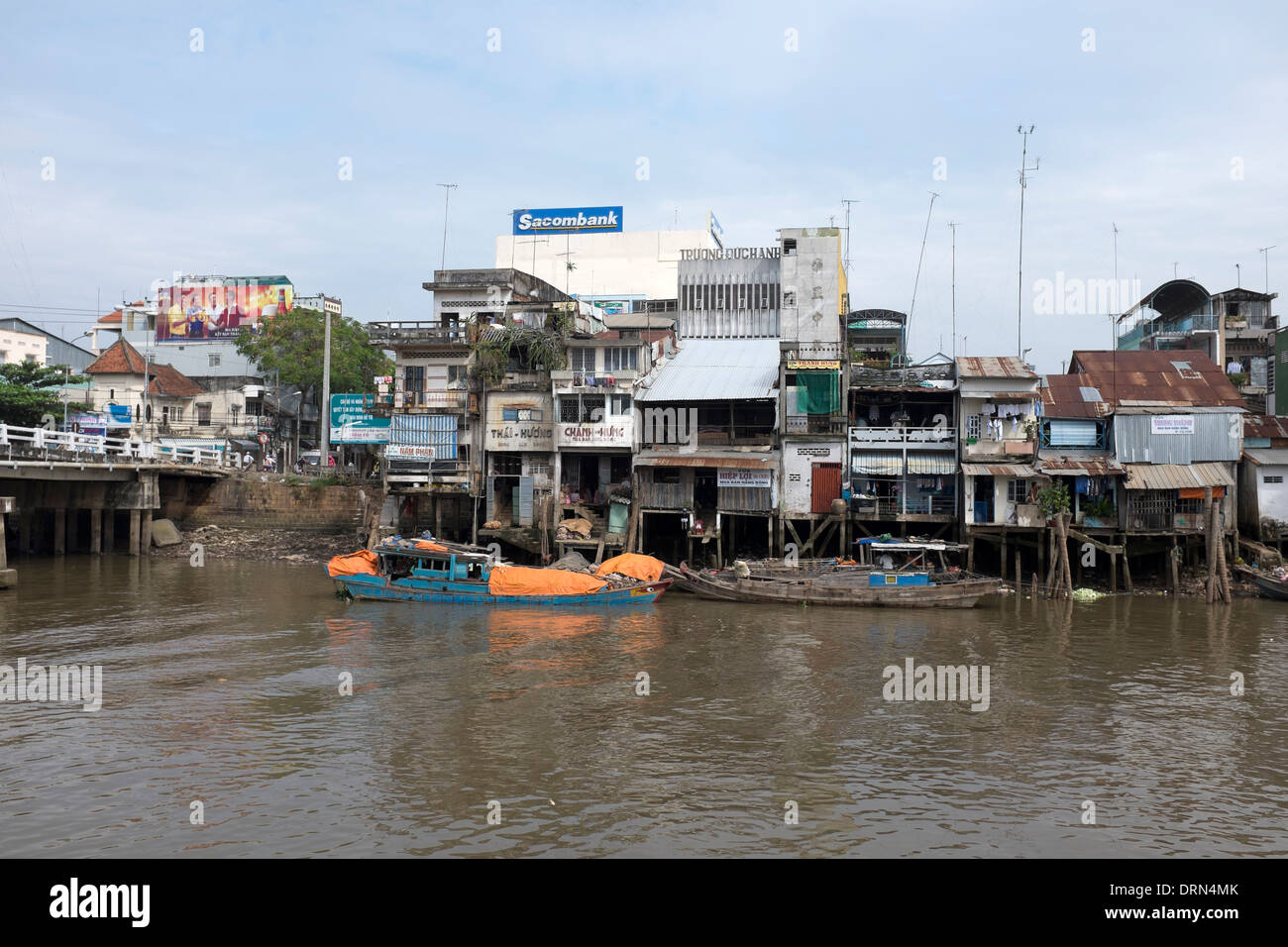 Barche da lavoro Mỹ Tho Mekong Delta Vietnam Foto Stock
