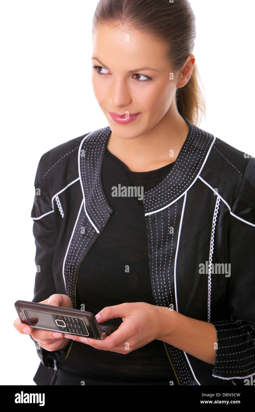 Business donna al telefono Foto Stock