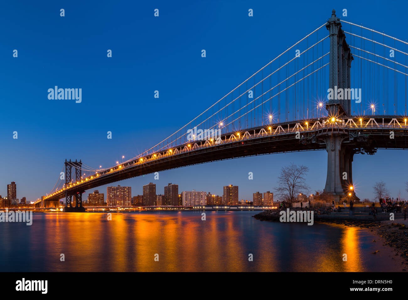 Manhattan Bridge al tramonto Foto Stock