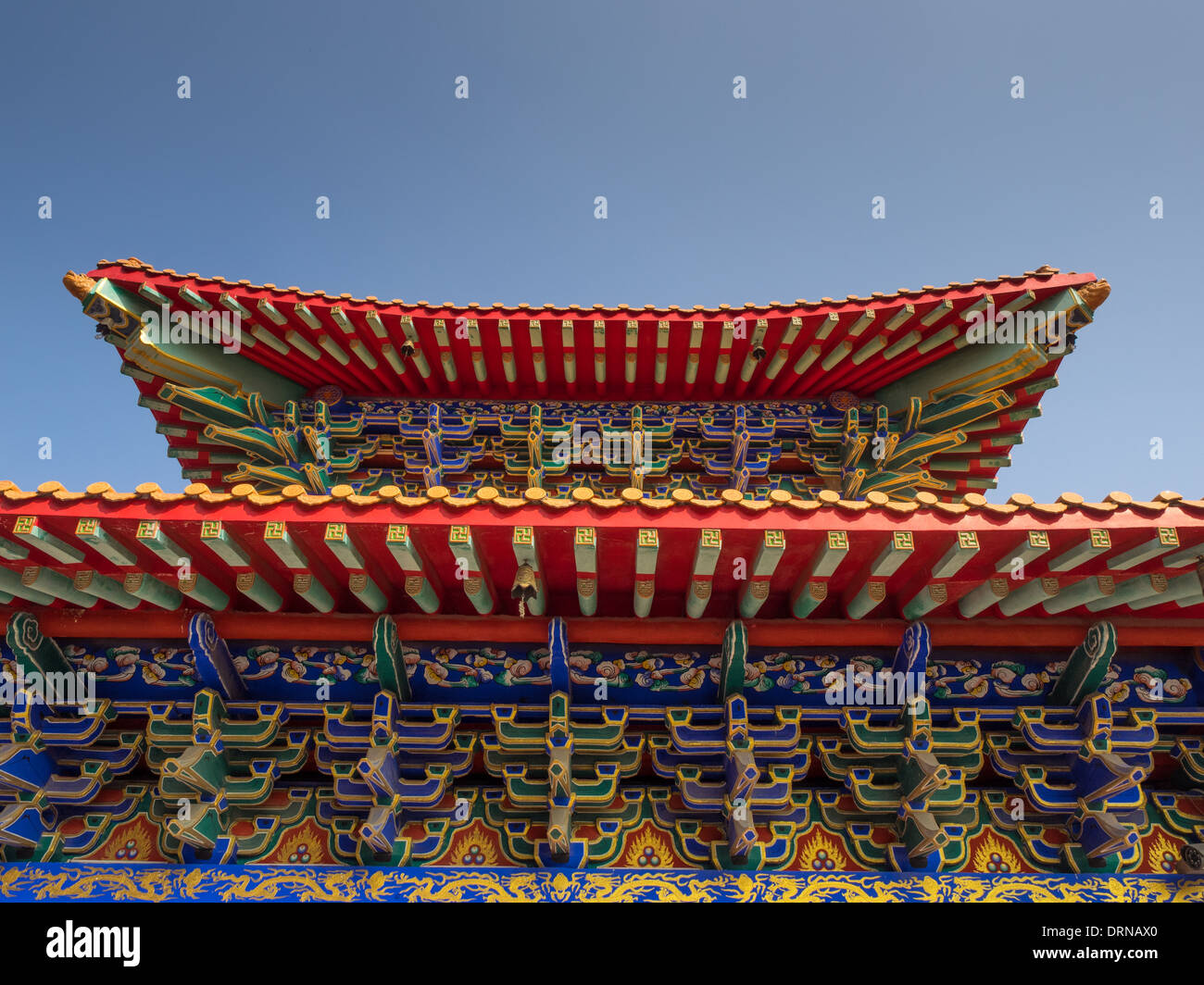 Wat Boromracha Kanchanapisek Anusorn, un tempio Cinese a Nonthaburi, Tailandia. Foto Stock
