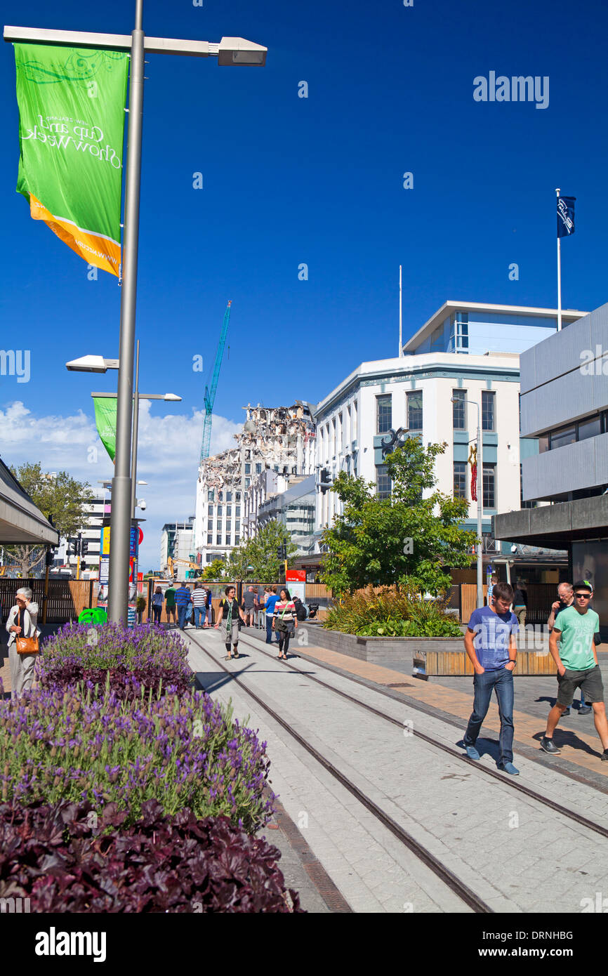 Cashel Street Mall e dal sisma n Christchurch Foto Stock