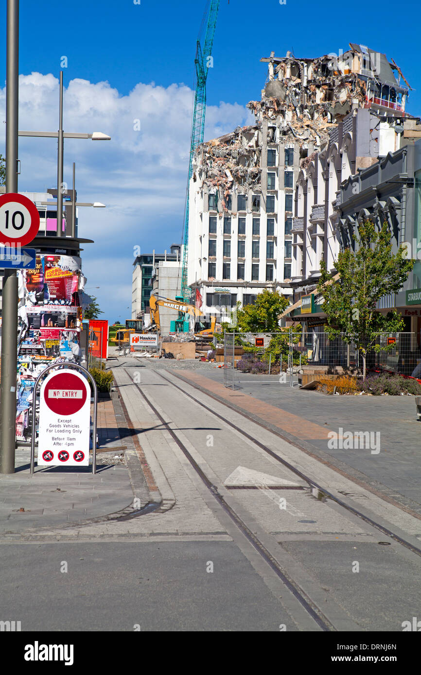 I danni del terremoto a Christchurch Foto Stock