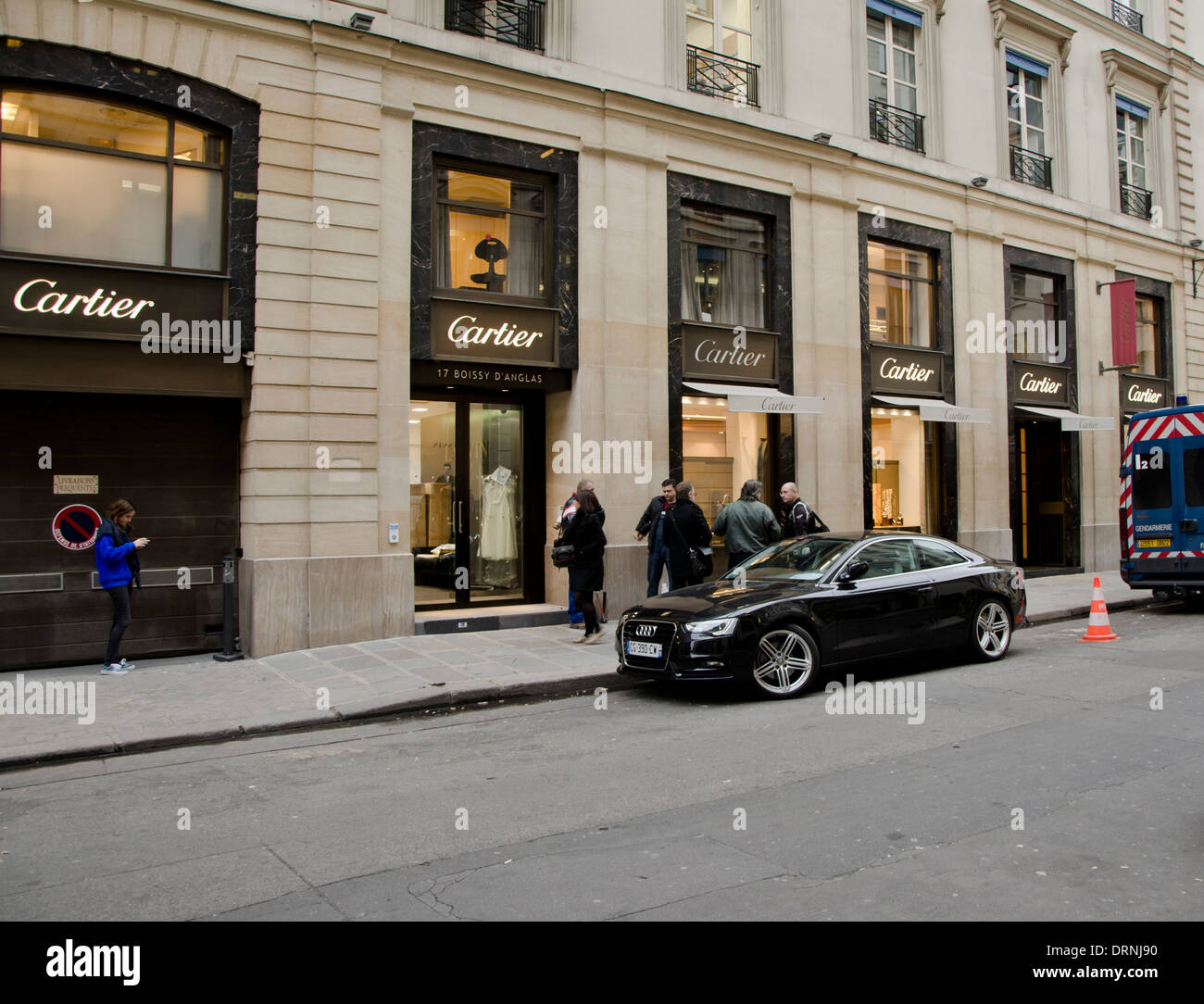 Facciata di Cartier store, gioiellerie shop, a Parigi. La Francia. Foto Stock