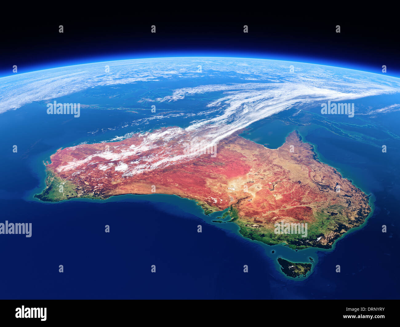 Australia visto dallo spazio (Fonte mappe da per questo 3D render dal http://visibleearth.nasa.gov/) Foto Stock