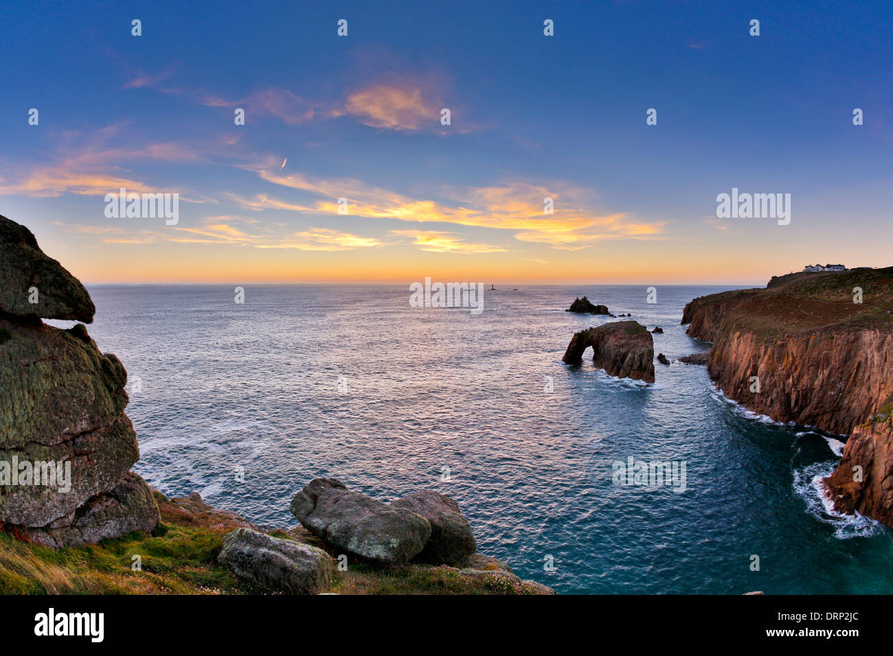 Land's End; tramonto; Cornovaglia; Regno Unito Foto Stock