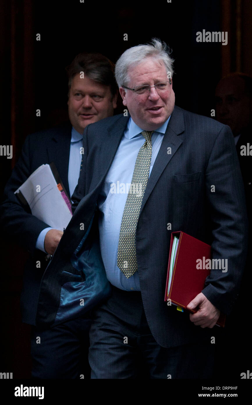 Il segretario di Stato per il trasporto Patrick McLoughlin Foto Stock