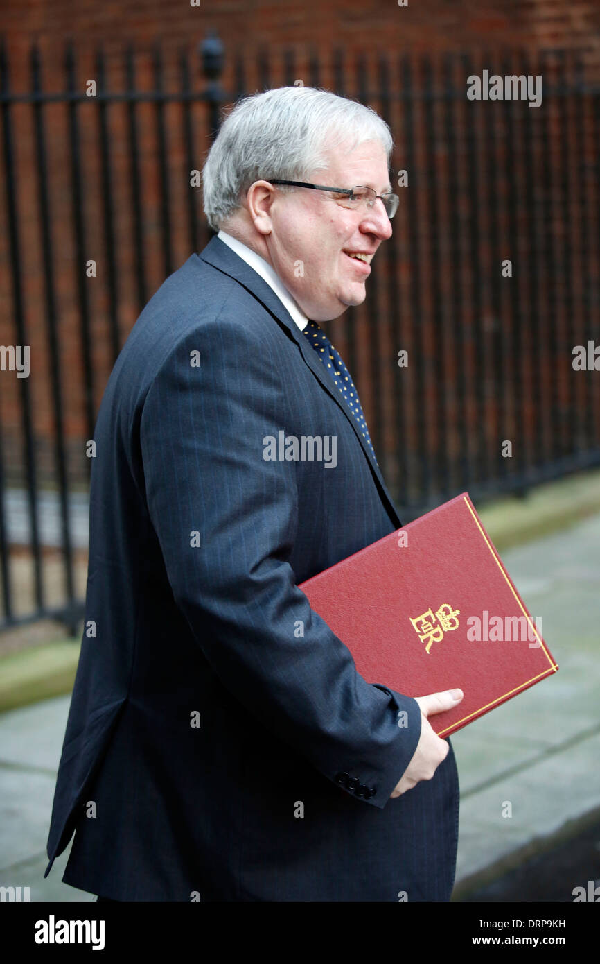 Il segretario di Stato per il trasporto Patrick McLoughlin Foto Stock