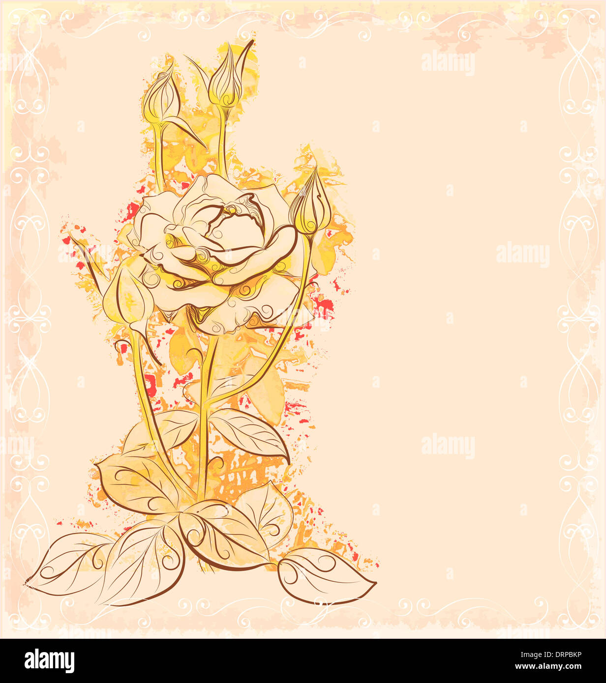 Rose autunnali sulla vecchia carta Foto Stock