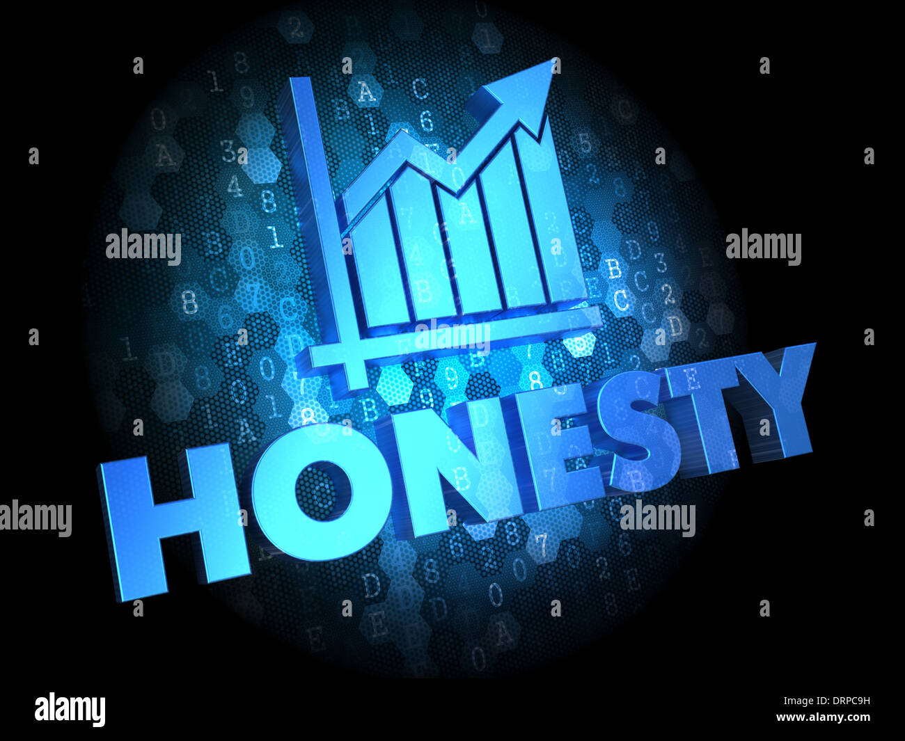Concetto di onestà su sfondo digitale. Foto Stock