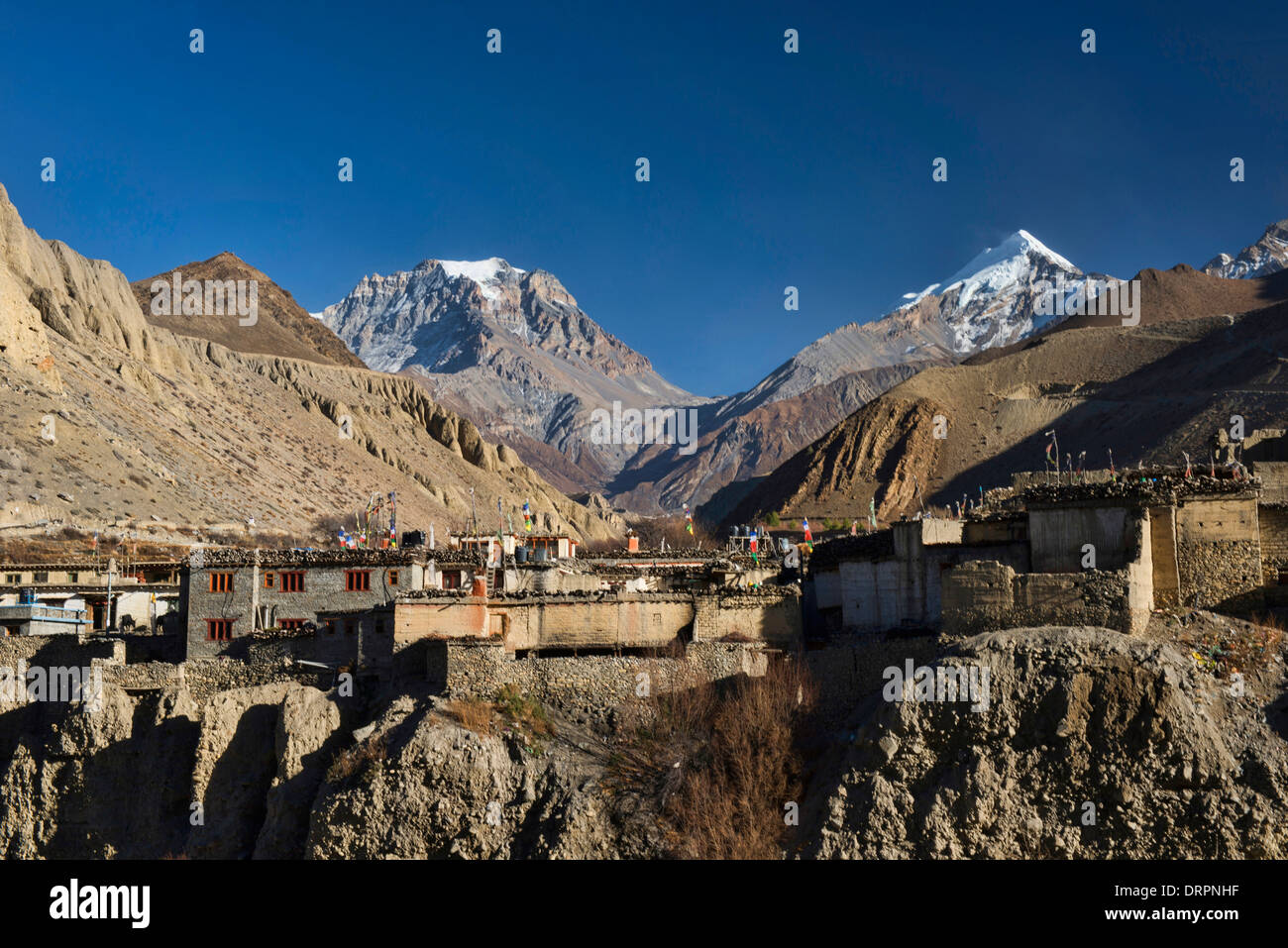 Kagbeni medievale borgo nel regno del Mustang nella regione di Annapurna del Nepal Foto Stock