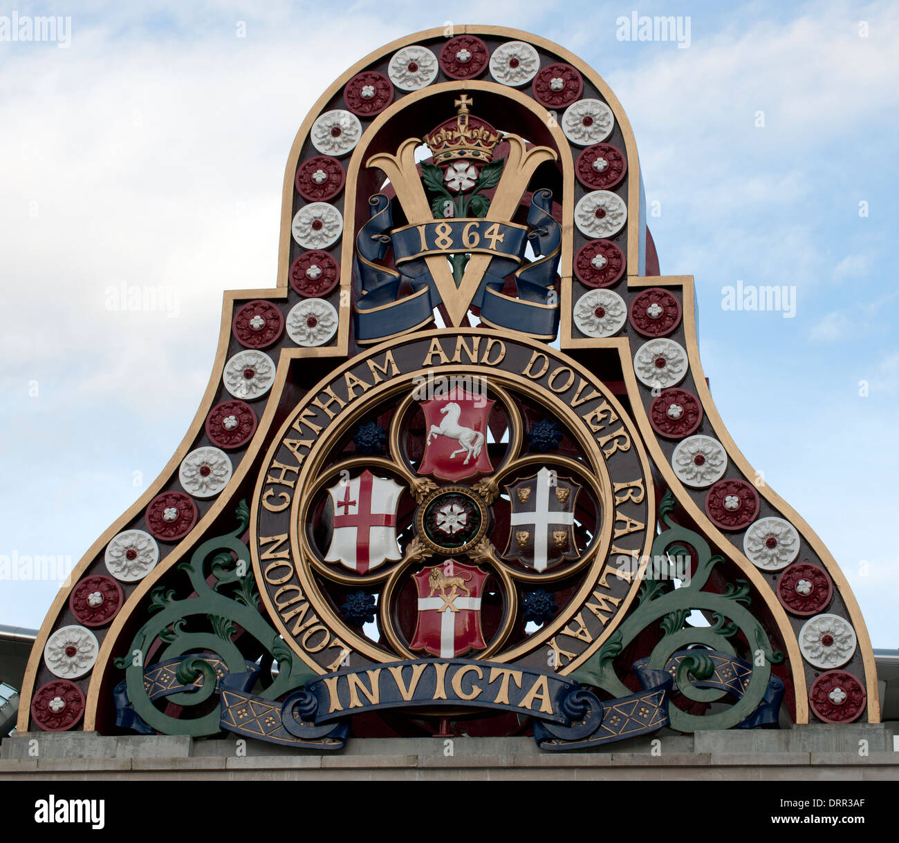 Londra Chatham e Dover railway bridge Invicta supporto a Blackfriars London, England, Regno Unito. Foto Stock