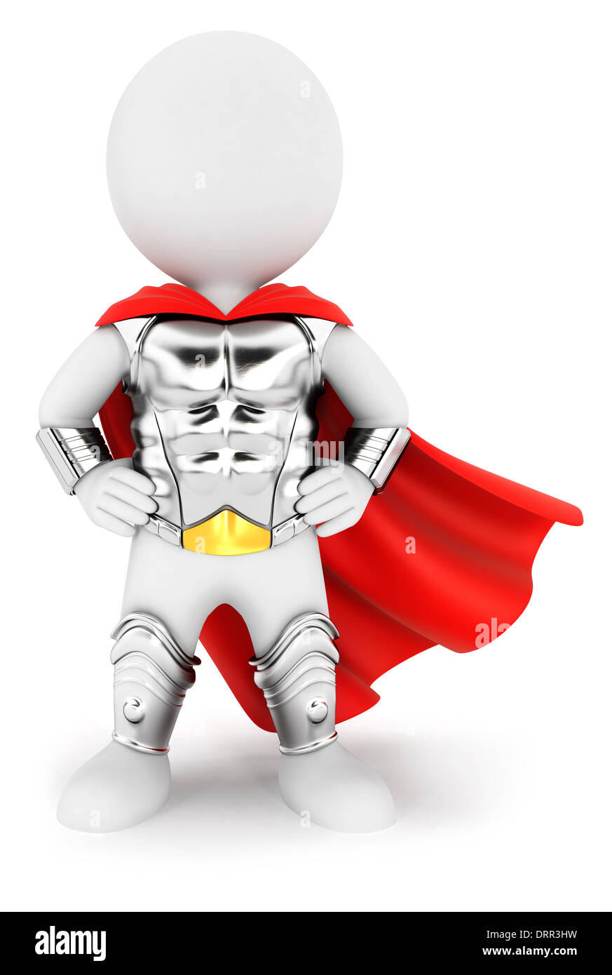 3d bianco del supereroe di persone con una corazza, isolato sfondo bianco, l'immagine 3D Foto Stock