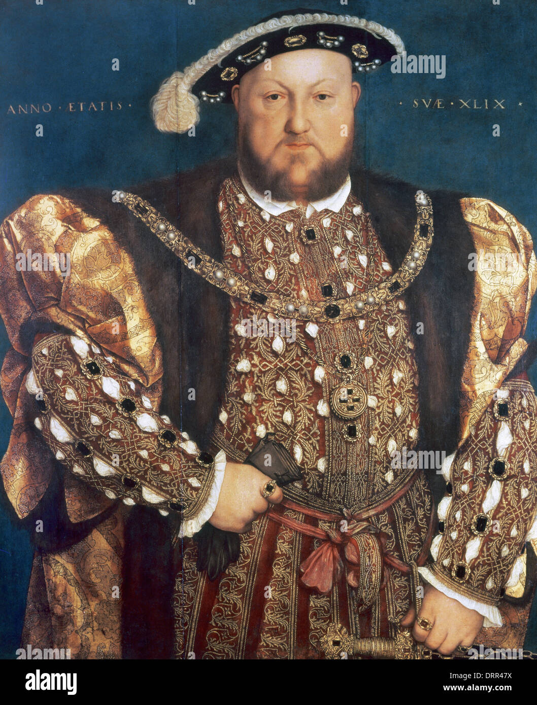 Henry VIII (1491-1547). Re di Inghilterra da 1509-1547. Ritratto di Hans Holbein il Giovane (1497-1543). Olio su pannello, 1540. Foto Stock