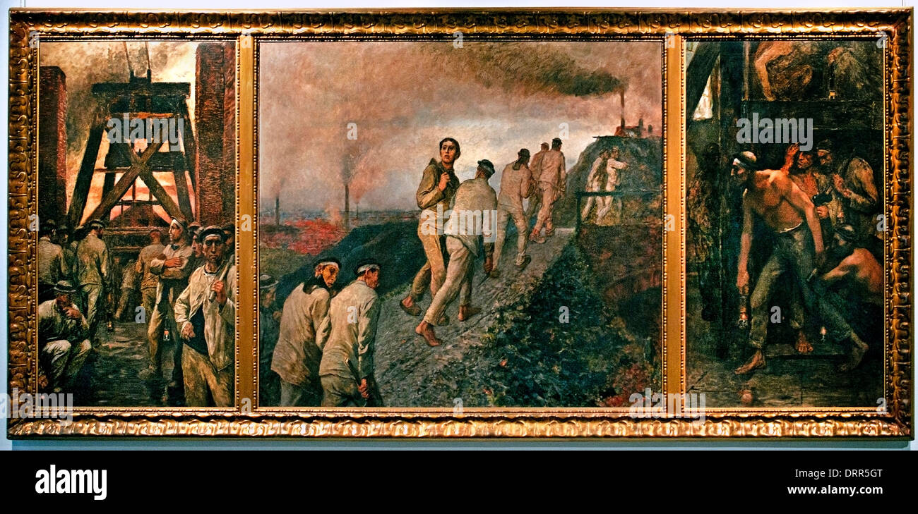 Trittico della miniera 1902 Constantin Meunier 1831-1905 Belgio belga Foto Stock