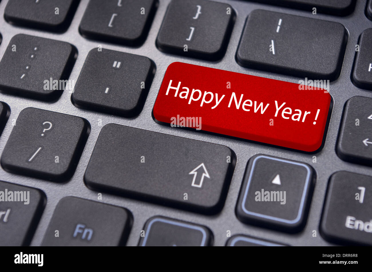 Felice anno nuovo messaggio, tastiera tasto invio Foto Stock