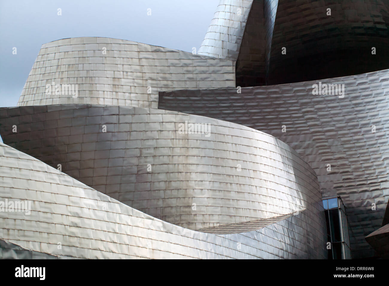 Vista ravvicinata della sezione centrale del Museo Guggenheim, Bilbao, Spagna. Foto Stock