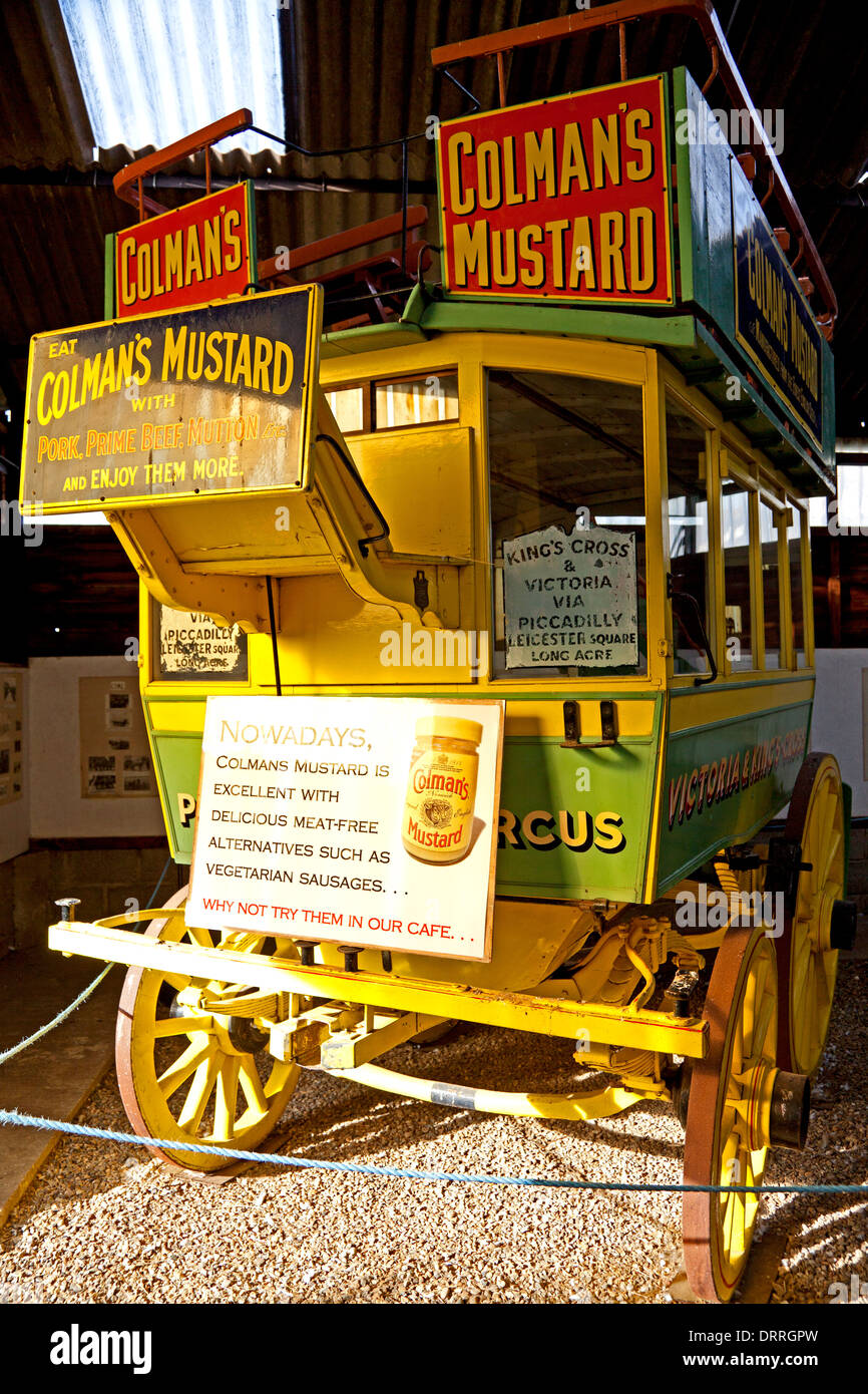 London omnibus (costruito 1885) in museo a lato di collina Santuario animale, West Runton, Norfolk Foto Stock