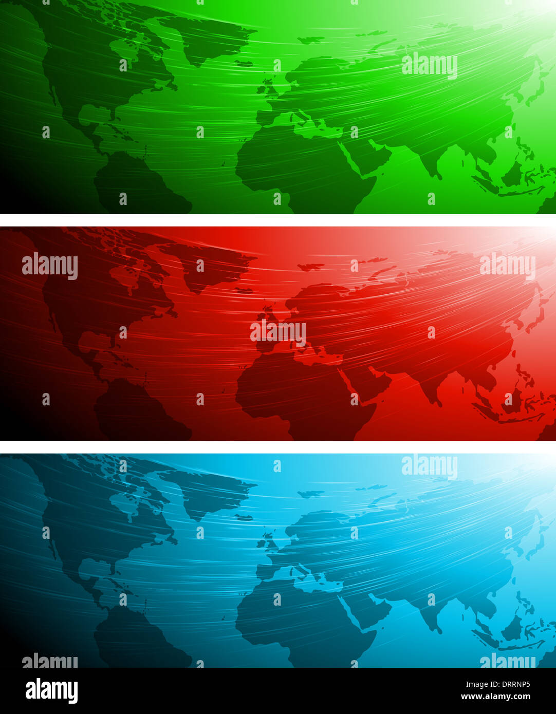 Set di banner con mappa del mondo Foto Stock Set di banner con mappa del mondo Foto Stock