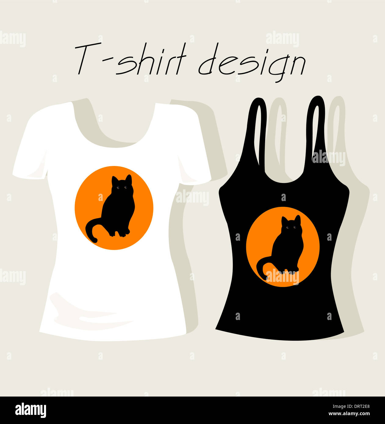 T-shirt design con gatto nero Foto Stock
