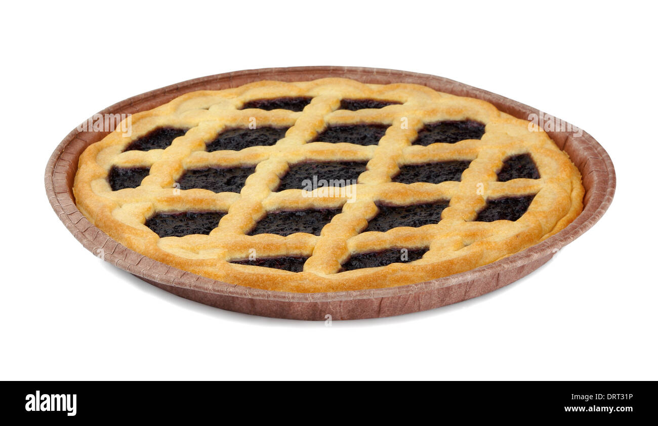 Torta ai mirtilli su sfondo bianco Foto Stock