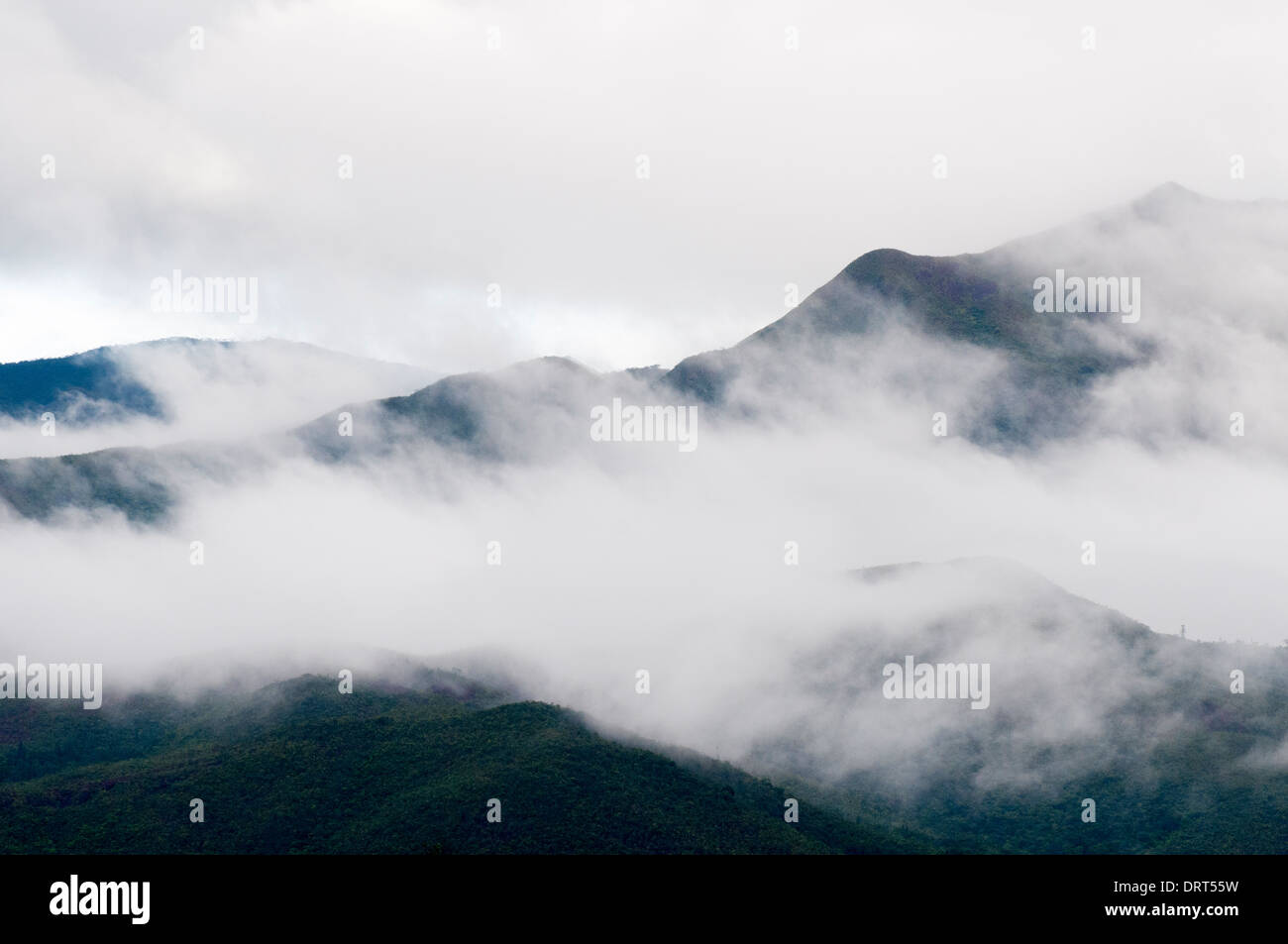 Paese collinare che circonda il Lac de Yate nel sud della Nuova Caledonia Foto Stock