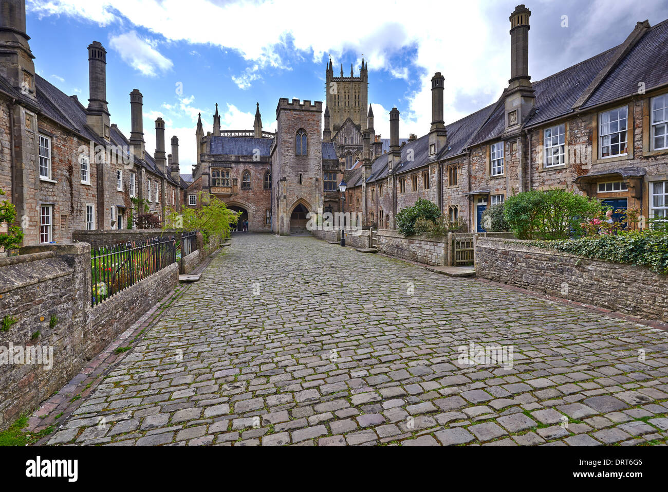 Vicari' vicino, in pozzi, Somerset, Inghilterra, è sostenuto di essere la più antica puramente strada residenziale Foto Stock