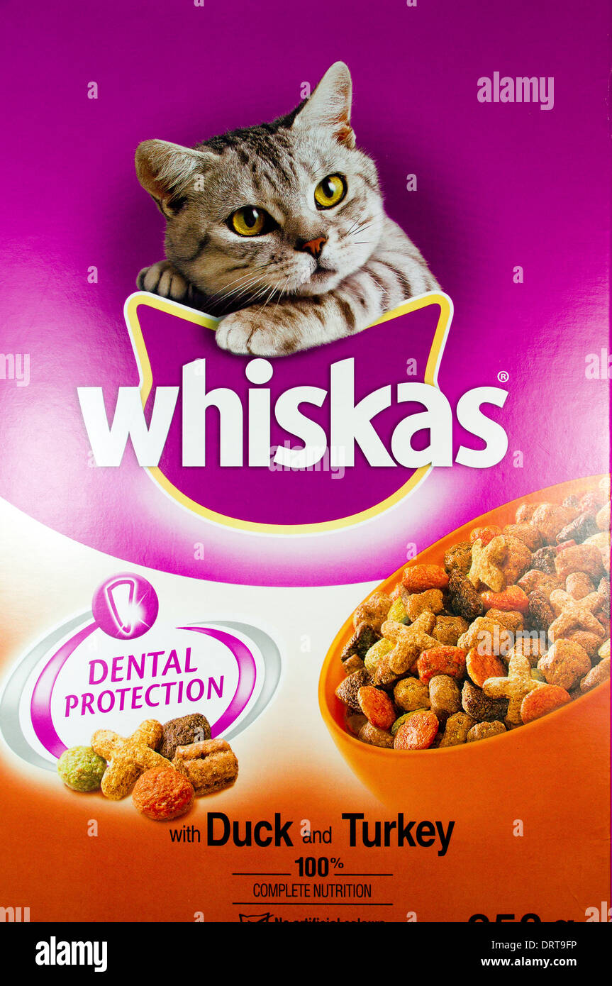 Asciugare Whiskas cat food box. Foto Stock