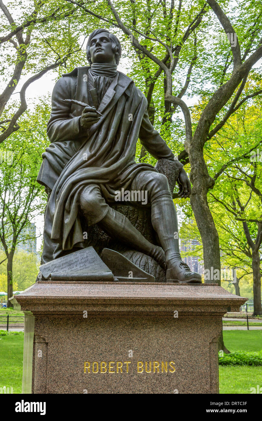 Robert Burns statua nel Central Park di New York Foto Stock