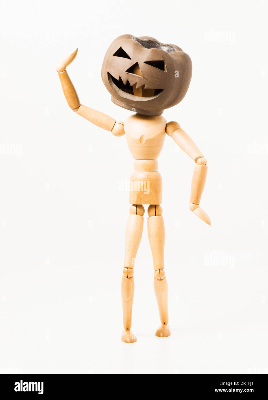 Testa di zucca doll isolati su sfondo bianco Foto Stock