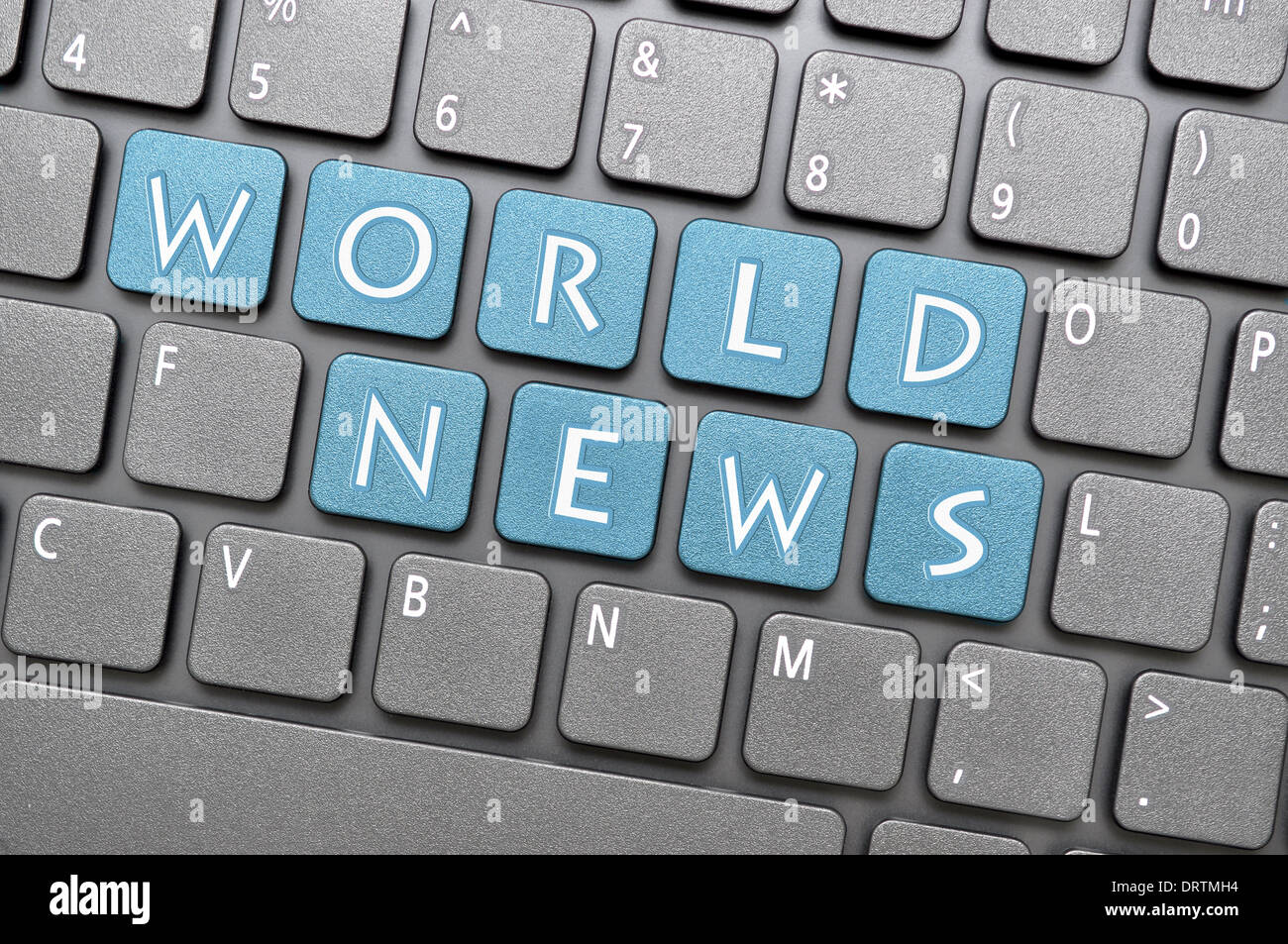 World News sulla tastiera Foto Stock