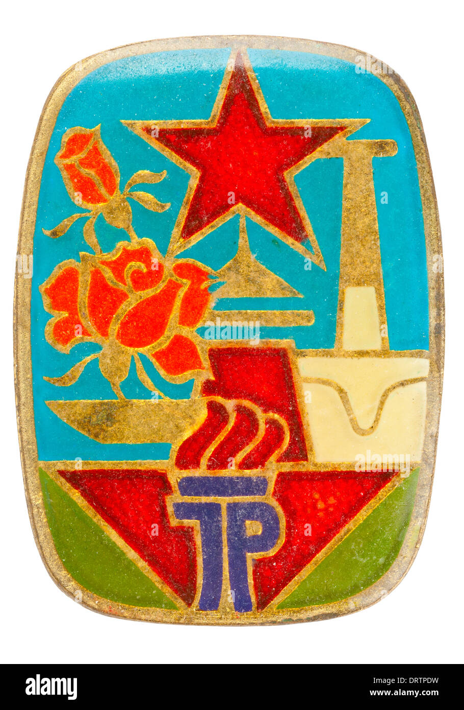 Repubblica democratica tedesca (DDR) Il gruppo giovanile (Junge Pioniere) badge Foto Stock Repubblica democratica tedesca (DDR) Il gruppo giovanile (Junge Pioniere) badge Foto Stock