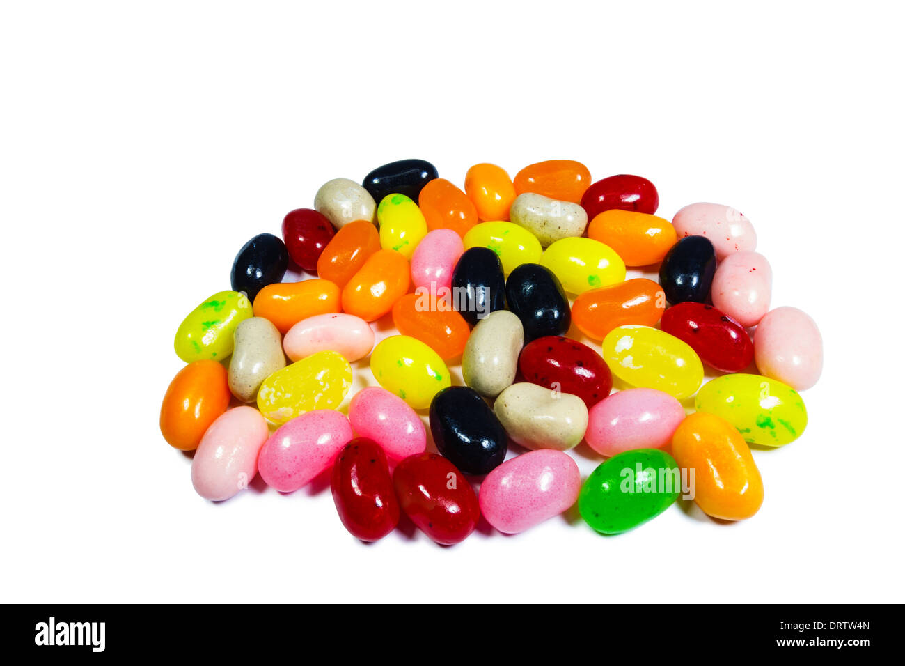 Jelly bean su sfondo bianco Foto Stock