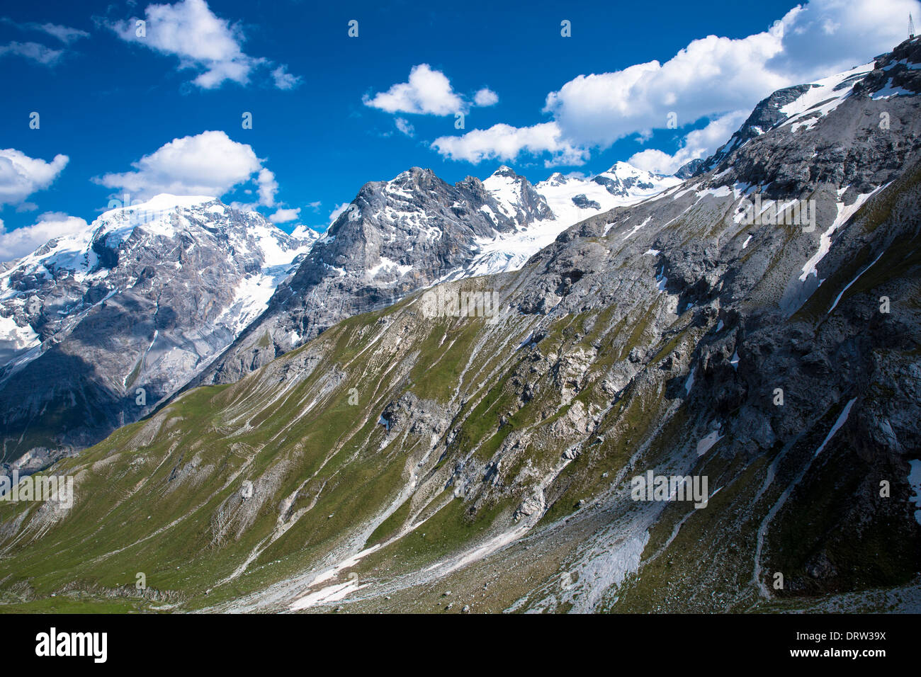 L'Ortles Alpi dal Passo dello Stelvio, il Passo dello Stelvio, dello Stelvio, nelle Alpi Orientali nel Nord Italia Foto Stock